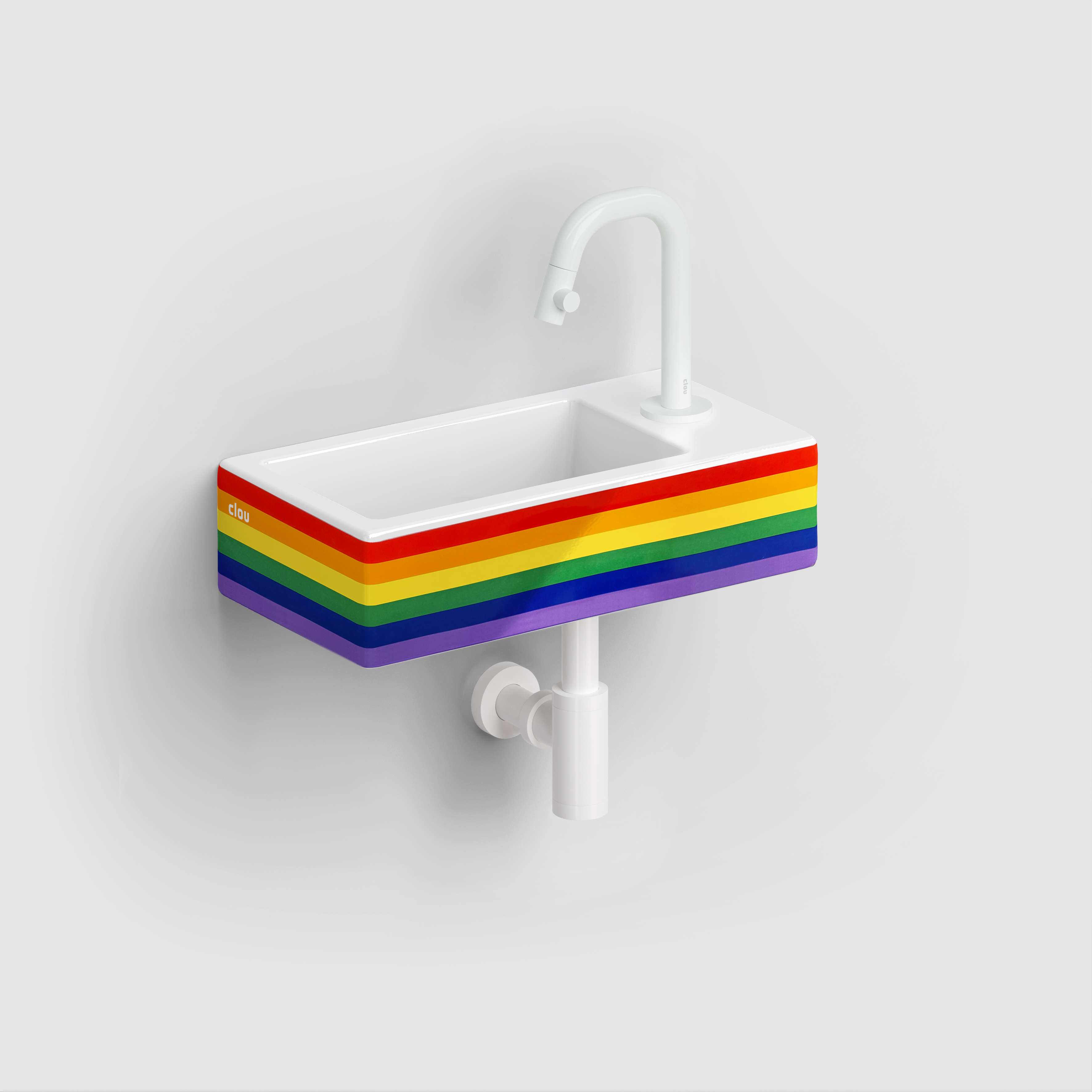 Clou Flush 3 fontein met kraangat rechts, glanz.regenboog ker. CL/03.69030